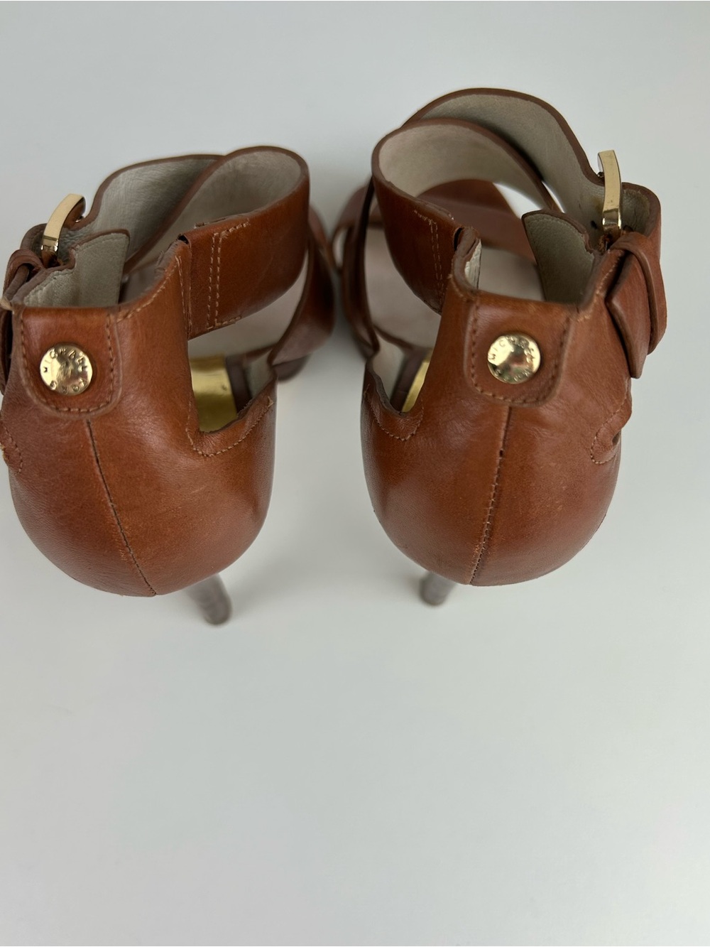 MICHAEL KORS BROWN NEUTRAL STRAP HIGH HEELS SIZE 8.5 - Picture 10 of 13